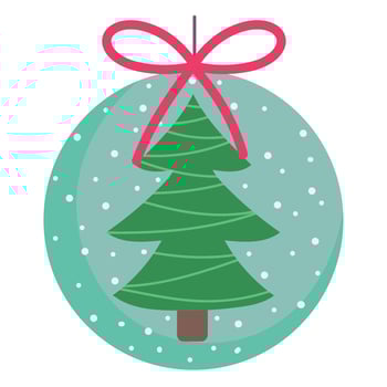 merry christmas snowball with tree decoration and celebration icon vector
