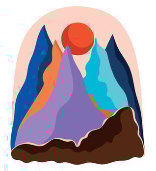 abstract landscape mountains sun trendy minimalist layout vector