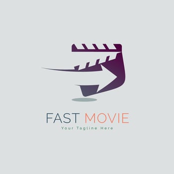 Fast Movie Clapper Board Sign Cinema Studio production logo template design for brand or company and other vector