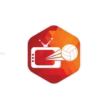 Volleyball and tv logo design. Volleyball tv symbol logo design template illustration. vector