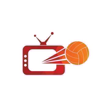 Volleyball and tv logo design. Volleyball tv symbol logo design template illustration. vector