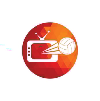 Volleyball and tv logo design. Volleyball tv symbol logo design template illustration. vector