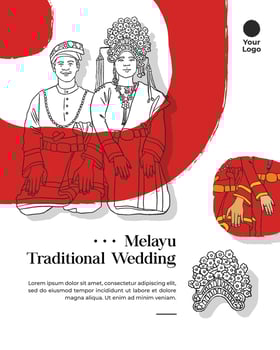 melayunese traditional clothes hand drawn illustration for background or social media vector