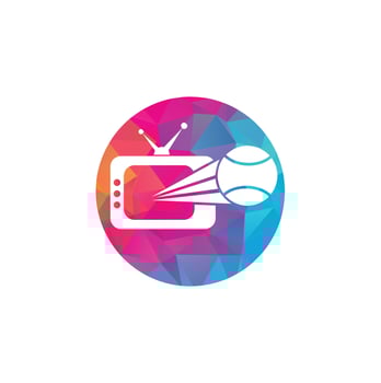 Tennis and tv logo design. Tennis tv symbol logo design template illustration. vector