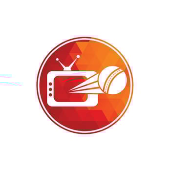 Cricket ball and tv logo design. Cricket tv symbol logo design template illustration. vector