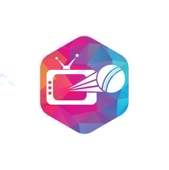 Cricket ball and tv logo design. Cricket tv symbol logo design template illustration. vector