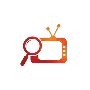 Find Channel Logo Template Design Vector. Searching tv channel logo template illustration. TV channel search logo vector icon