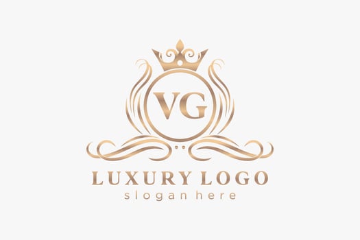 Initial VG Letter Royal Luxury Logo template in vector art for Restaurant, Royalty, Boutique, Cafe, Hotel, Heraldic, Jewelry, Fashion and other vector illustration.