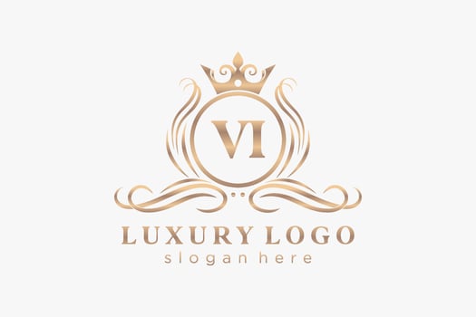 Initial VI Letter Royal Luxury Logo template in vector art for Restaurant, Royalty, Boutique, Cafe, Hotel, Heraldic, Jewelry, Fashion and other vector illustration.