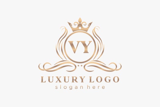 Initial VY Letter Royal Luxury Logo template in vector art for Restaurant, Royalty, Boutique, Cafe, Hotel, Heraldic, Jewelry, Fashion and other vector illustration.