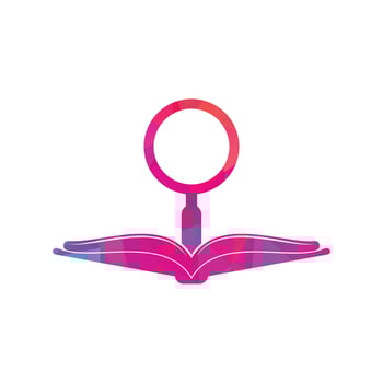 Book Search Logo Template Design Vector. Find book logo design template. Book icon with magnifying glass combination vector