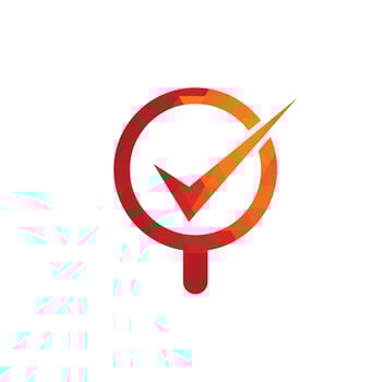 Check and magnifying glass logo design. Magnifying glass logo check mark vector. Best search logo icon vector