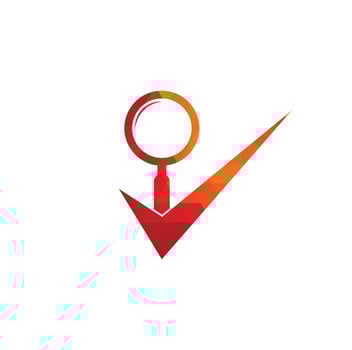 Check and magnifying glass logo design. Magnifying glass logo check mark vector. Best search logo icon vector