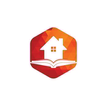 Book house logo design template. House and book logo vector icon