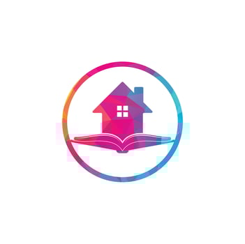 Book house logo design template. House and book logo vector icon