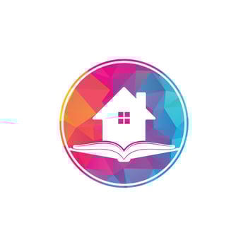 Book house logo design template. House and book logo vector icon