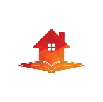 Book house logo design template. House and book logo vector icon