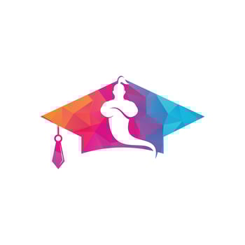 Graduate Genie logo. Genie Logo Design. Magic Fantasy genie concept logo. vector