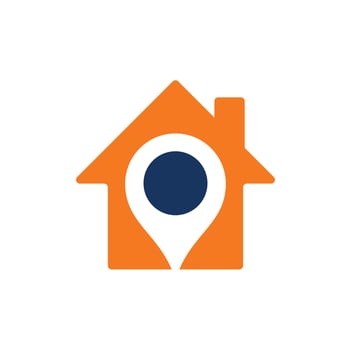 House point logo vector. Pin icon with home combination. Creative gps map point location symbol concept. vector