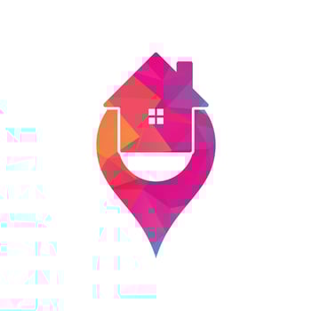 House point logo vector. Pin icon with home combination. Creative gps map point location symbol concept. vector
