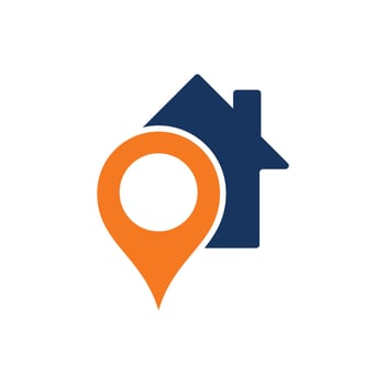 House point logo vector. Pin icon with home combination. Creative gps map point location symbol concept. vector
