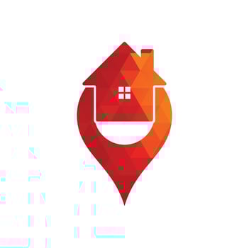 House point logo vector. Pin icon with home combination. Creative gps map point location symbol concept. vector