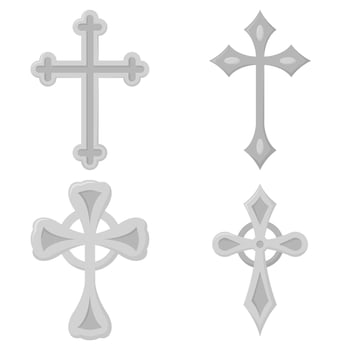 Set of Christian Cross isolated on white background vector