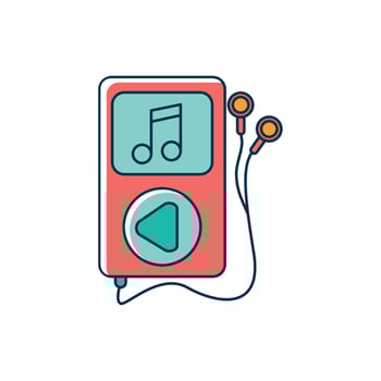 mp3 earphones note device melody sound music line and fill style vector