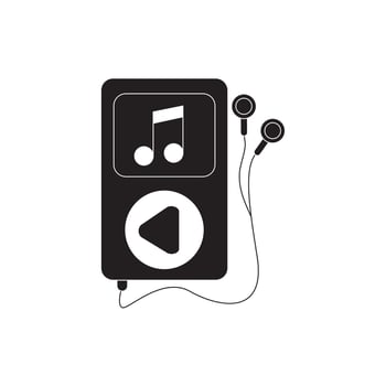 mp3 earphones note device melody sound music silhouette style icon vector