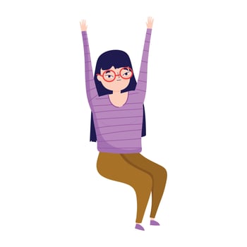 young woman sitting gesture character isolated icon vector