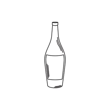 drinks wine bottle alcohol with cork line style icon vector
