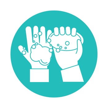 virus covid 19 pandemic washing hands with soap block style icon vector