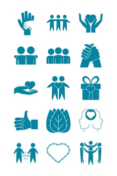 happy friendship day celebration love relationship support team icons set line style vector
