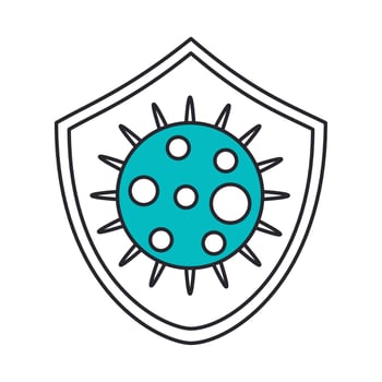 covid 19 coronavirus, virus shield protection, prevention spread outbreak disease pandemic line and fill style icon vector