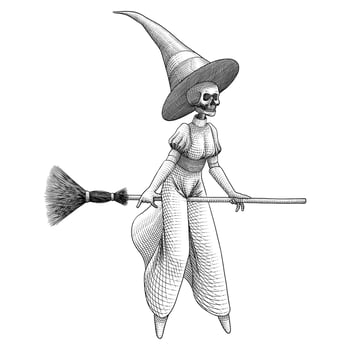 Ghost Witch riding a broomstick vector
