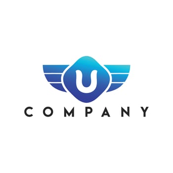 University Team Logo, U Letter with wing Logo vector