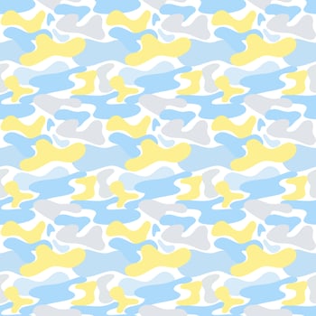 Fashion camouflage pattern, bright blue and pink color, flat seamless pattern. vector