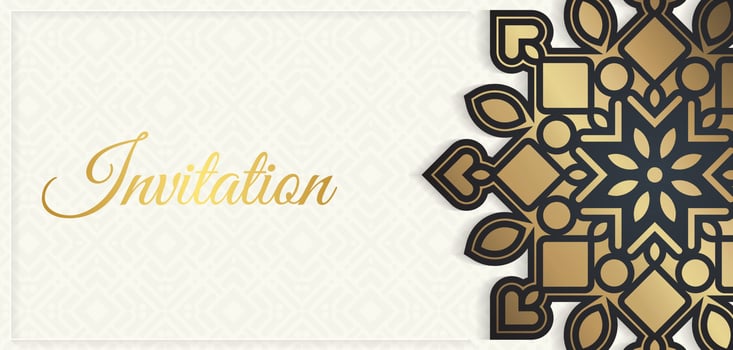 Elegant mandala wedding invitation card template design vector