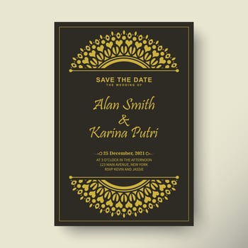 Elegant mandala wedding invitation card template design vector