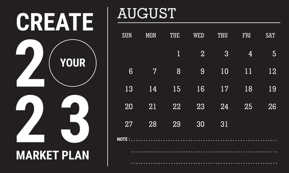 Vector illustration of 2023 calendar year. August 2023 calendar template. Black and white calendar design. Eps10 Vector