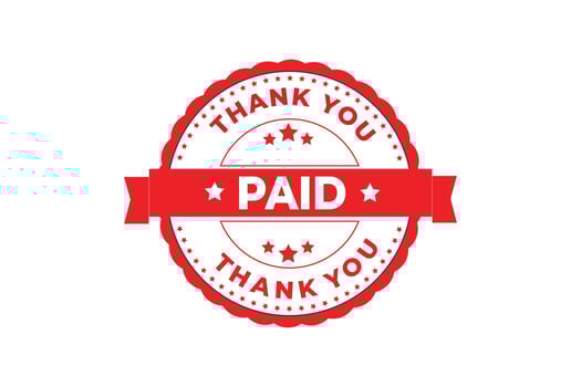 Round Thank you and paid stamp  label design. vector