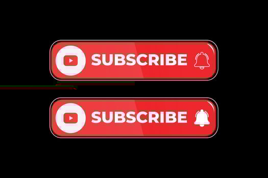 YouTube subscribe button with bell icon. vector