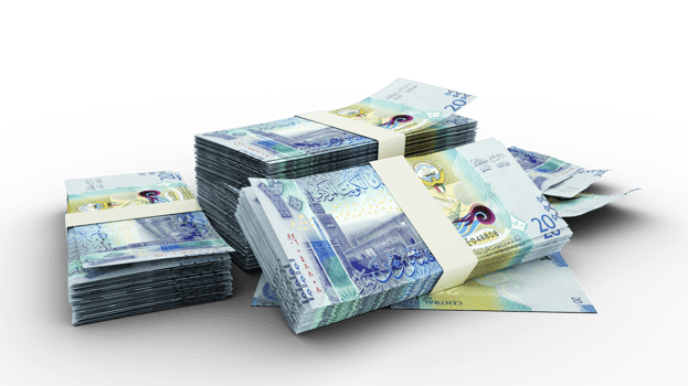 3D Stack of Kuwaiti dinar notes png