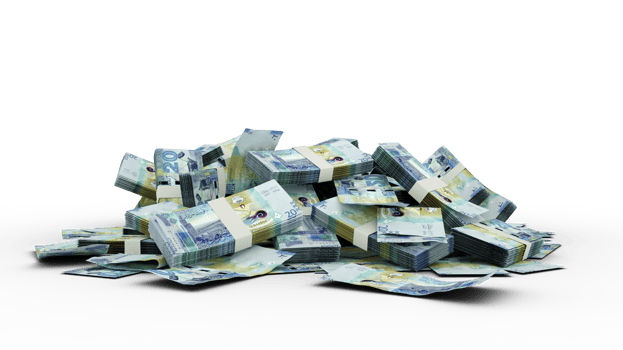 3D Stack of Kuwaiti dinar notes png