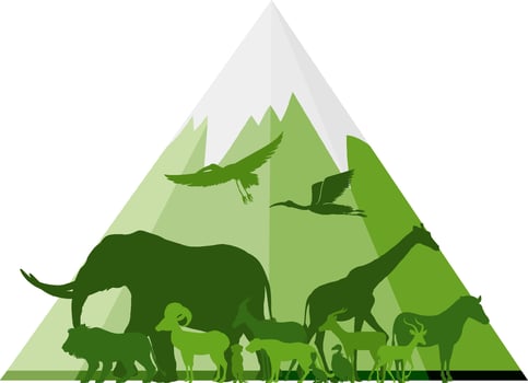 Green silhouette of wild animals vector