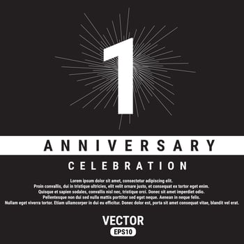 1 Years Anniversary Celebration Template On Black Background. Eps10 Vector illustration.