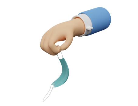 Doctor cartoon hands holding face mask isolated. 3d illustration or 3d render png