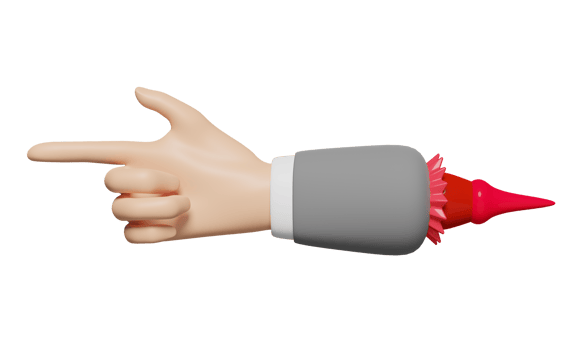 cartoon businessman hand pointing isolated. 3d illustration or 3d render png