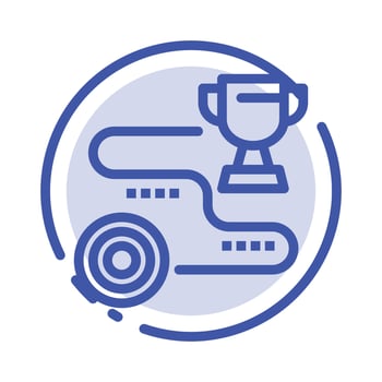 Achievement Target Success Path Win Blue Dotted Line Line Icon vector