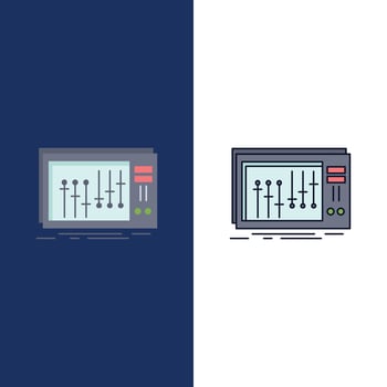Console dj mixer music studio Flat Color Icon Vector